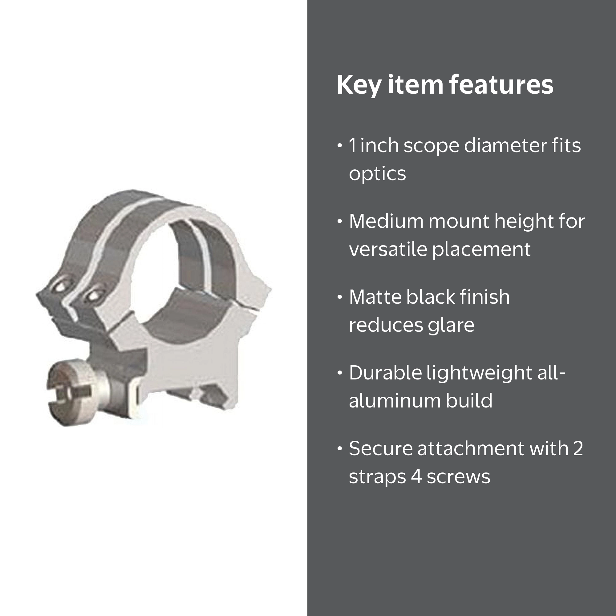Weaver, Quad Lock Rings, 1 inch, Med Mblack, Detachable, Matte