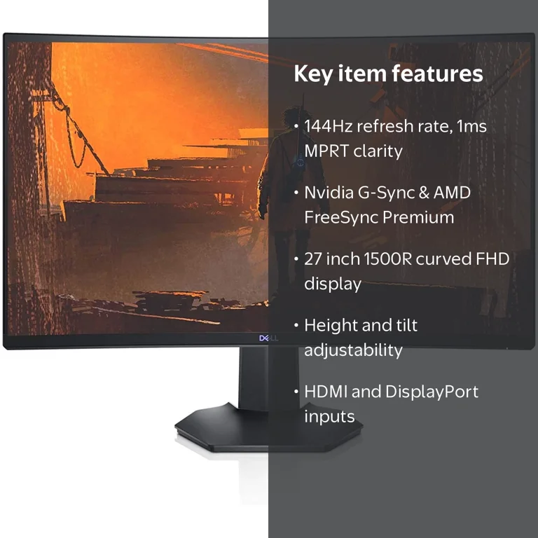 Dell Gaming S2721HGF 27 Inch Curved FHD 144Hz 1080p VA Ultra-Thin