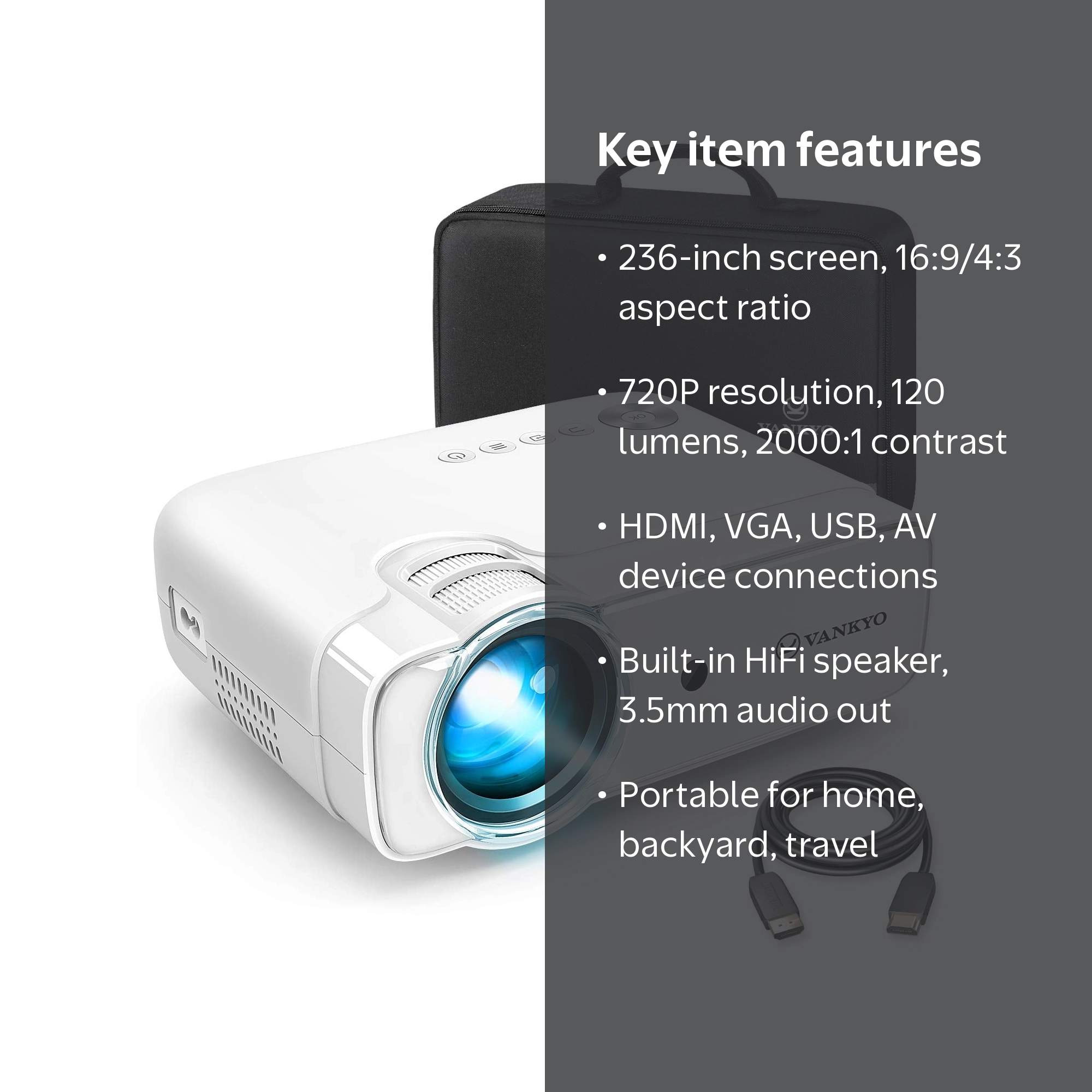 VANKYO Leisure D30 Portable Movie Projector with Built-in Speaker
