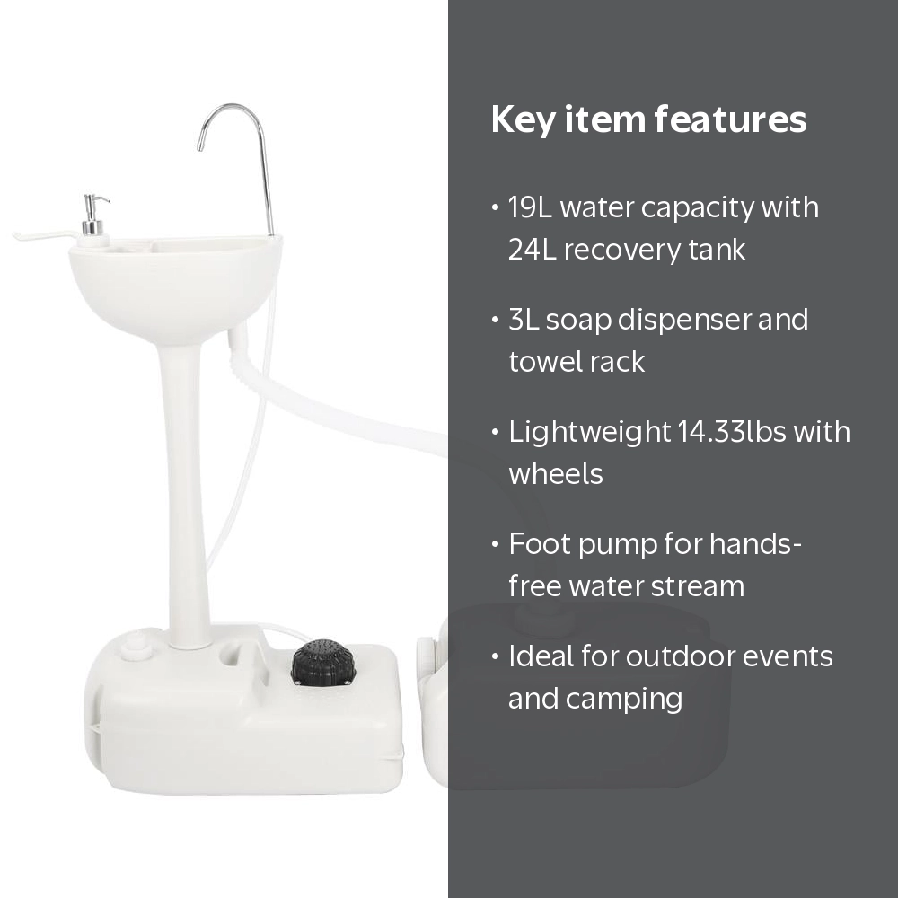 Ktaxon 19L Upgraded Garden Portable Sink & 24L Recovery Water Tank