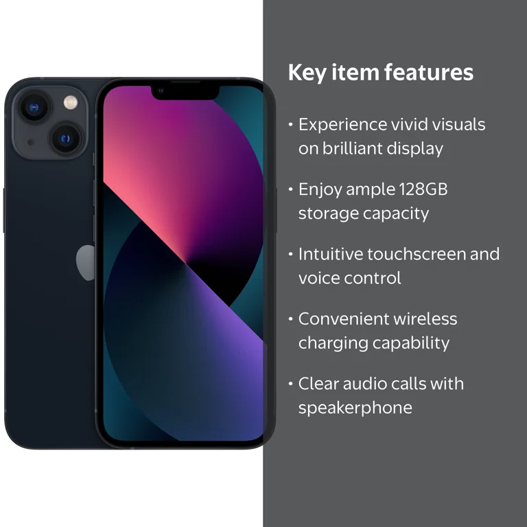 Verizon Prepaid Apple iPhone 13, 128GB, Black - Prepaid Smartphone