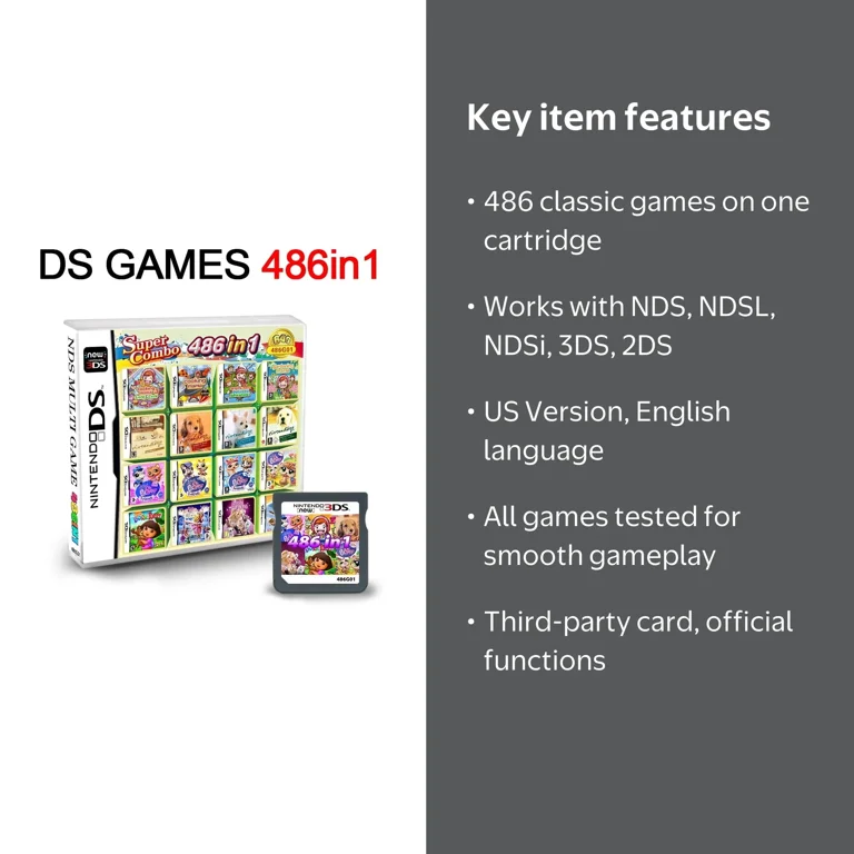 486 IN 1 DS Game, US Version, NDS game color box - Walmart.com