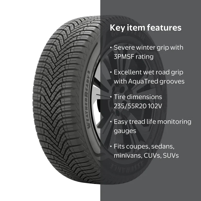 Goodyear, Passenger Tire, 235/55R20 102V, All Weather - Walmart.com