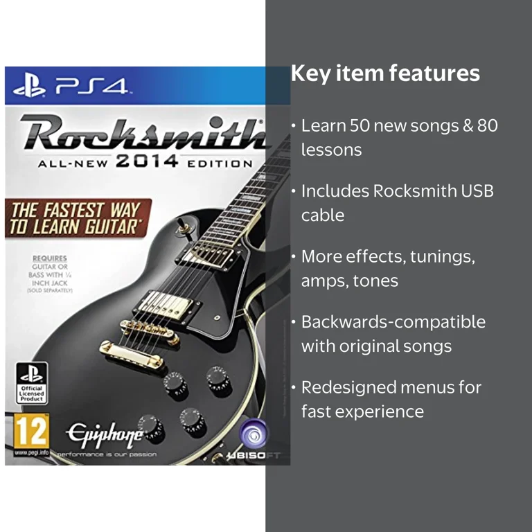 Rocksmith 2014 Edition with Real Tone Cable PS4, 50+ Songs