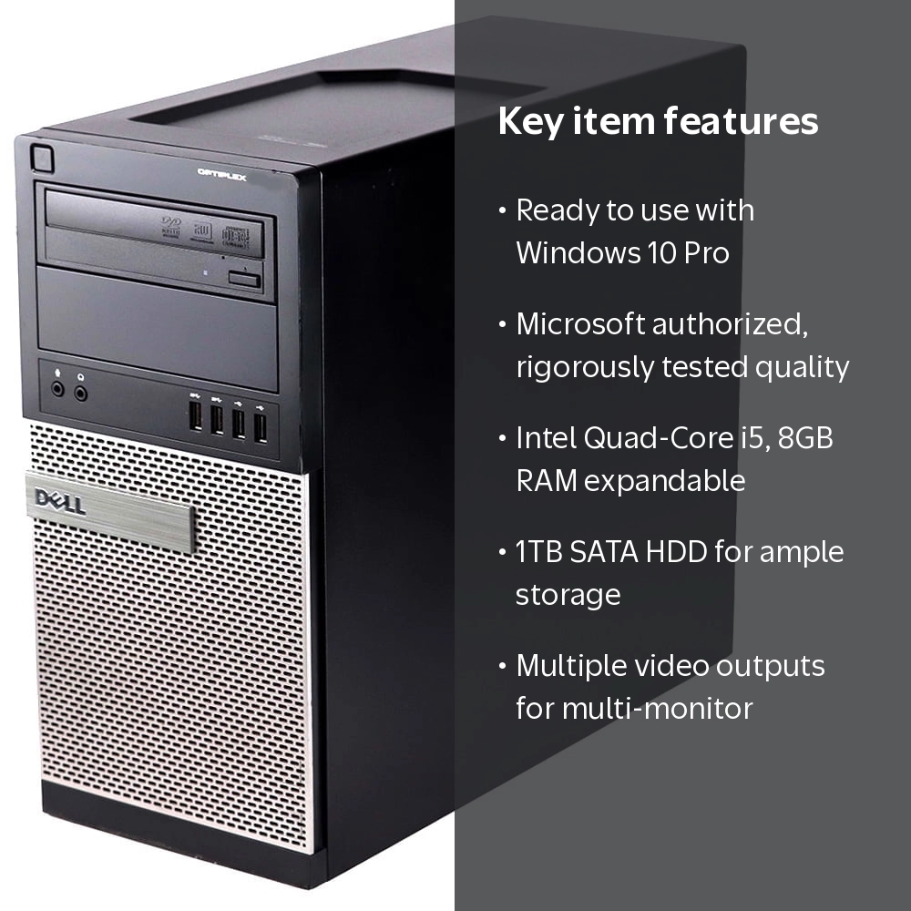 Restored Dell Optiplex 790 Windows 10 Pro Desktop PC Tower Core i5