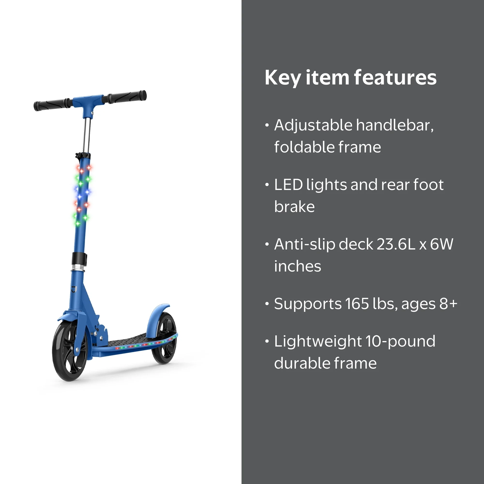 Jetson, Jumbo 2 Wheel Light Up Scooter, Adjustable Handlebar, Blue