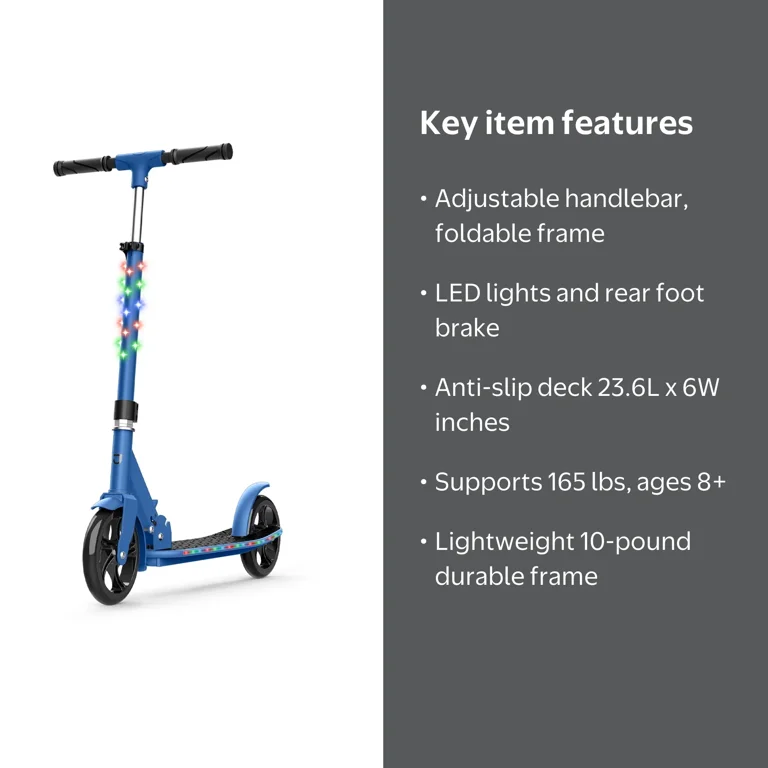 Jetson, Jumbo 2 Wheel Light Up Scooter, Adjustable Handlebar, Blue