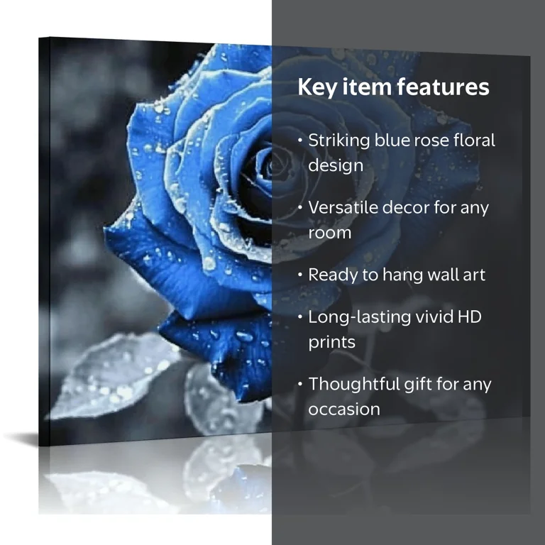 JEUXUS, Canvas Wall Art, Blue Rose Floral, Ready to Hang - Walmart.com
