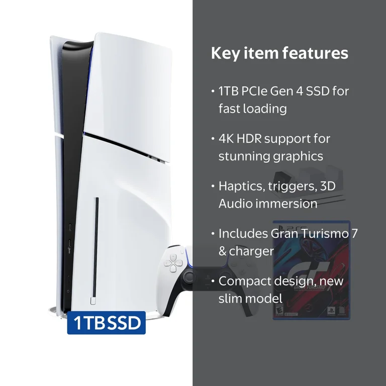 PlayStation 5 Slim Disc Edition Bundle with Gran Turismo 7 and C PlayStation 5 Slim Disc Edition Bundle with Gran Turismo 7 and C