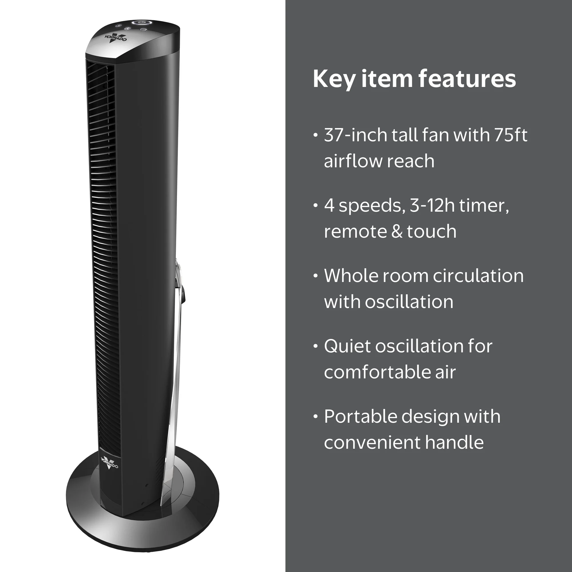Vornado, Tower Fan, 37-Inch, Oscillating Air Circulator with