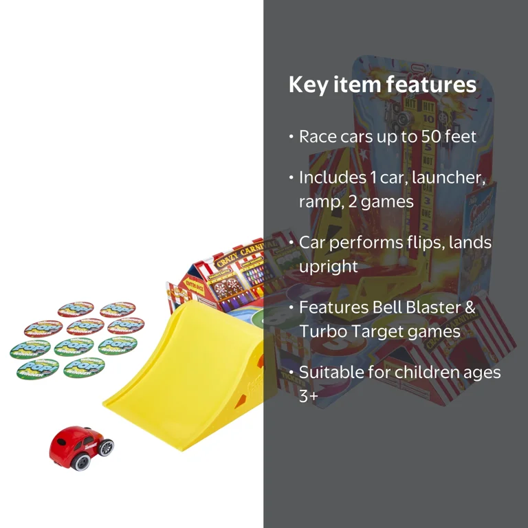 Little Tikes Crazy Fast Flip & Fly Carnival Playset with Pullback