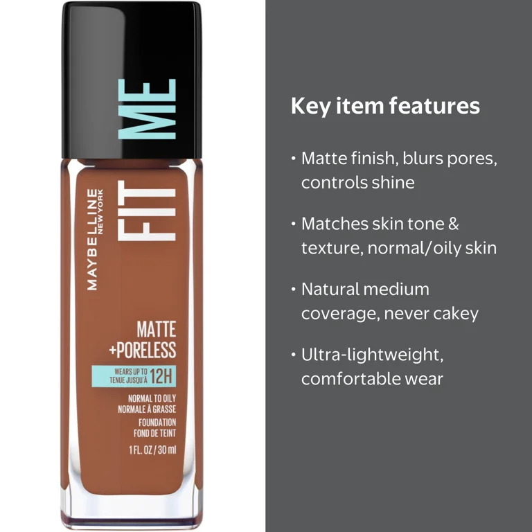 Maybelline, Liquid Foundation, 1 fl oz, Matte Poreless Nutmeg