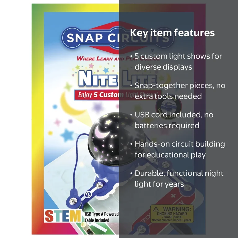 Snap Circuits Nite Lite Build Kit, STEM Night Light Projector