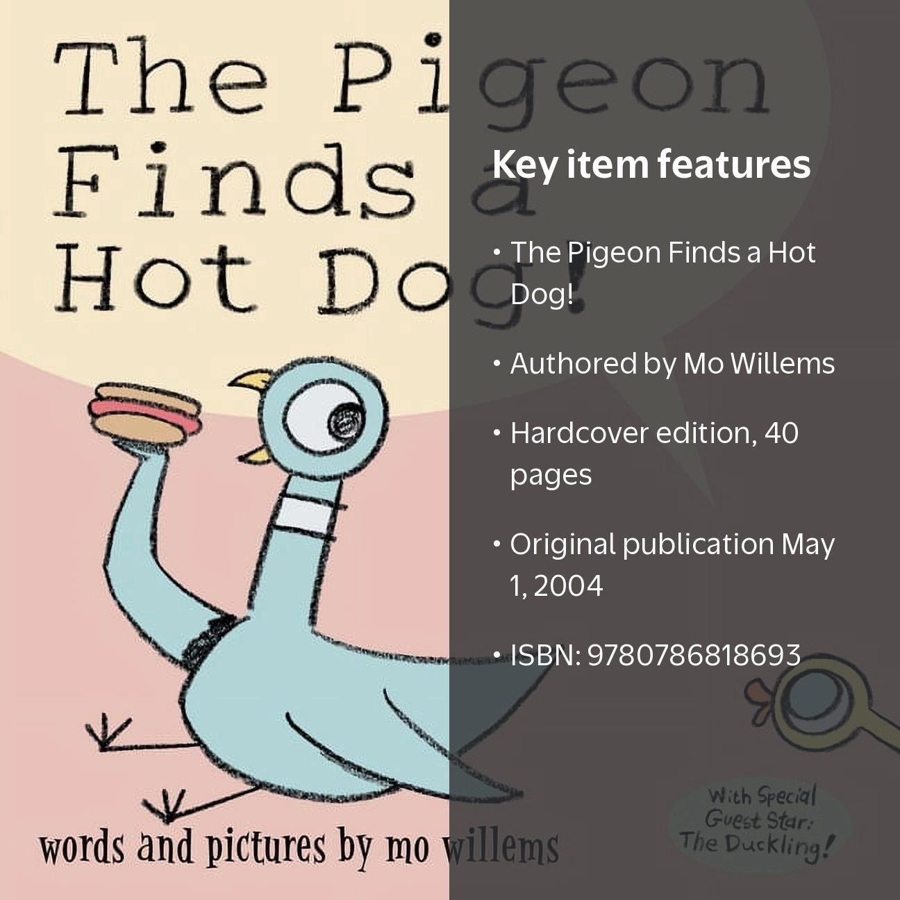 Mo Willems, The Pigeon Finds a Hot Dog! Hardcover Book for