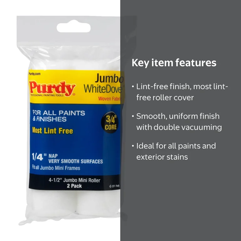 Purdy, WhiteDove Jumbo Mini Roller Cover, 4-1/2 in. x 1/4 in., 2