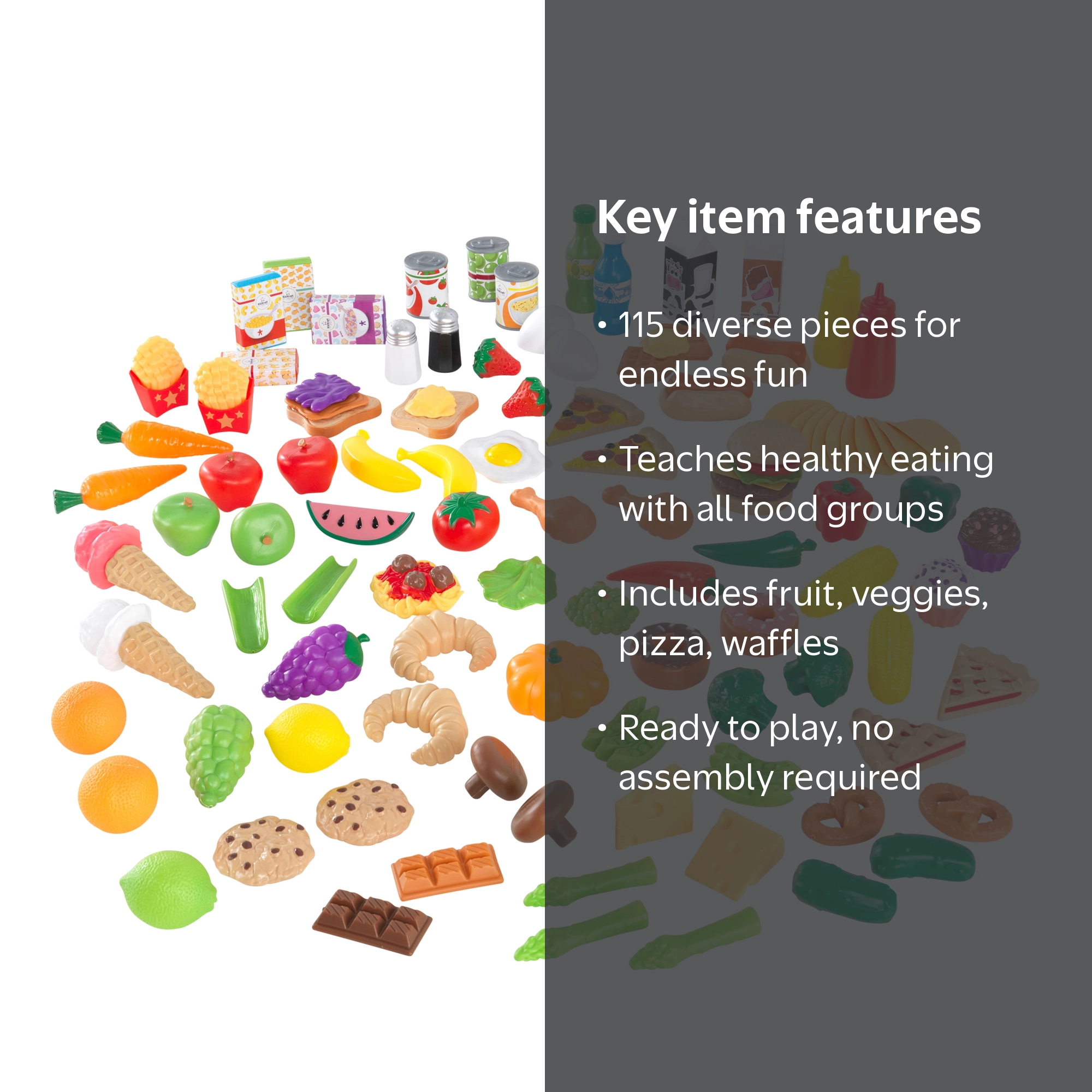 KidKraft 115-Piece Deluxe Tasty Treats Play Food Set, Plastic