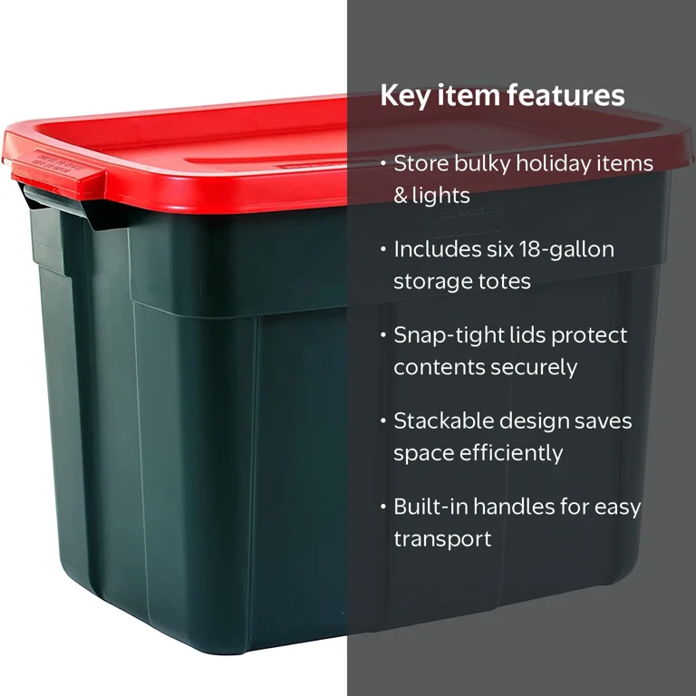 Rubbermaid Roughneck 18 Gal Tough Heavy Duty Christmas Storage