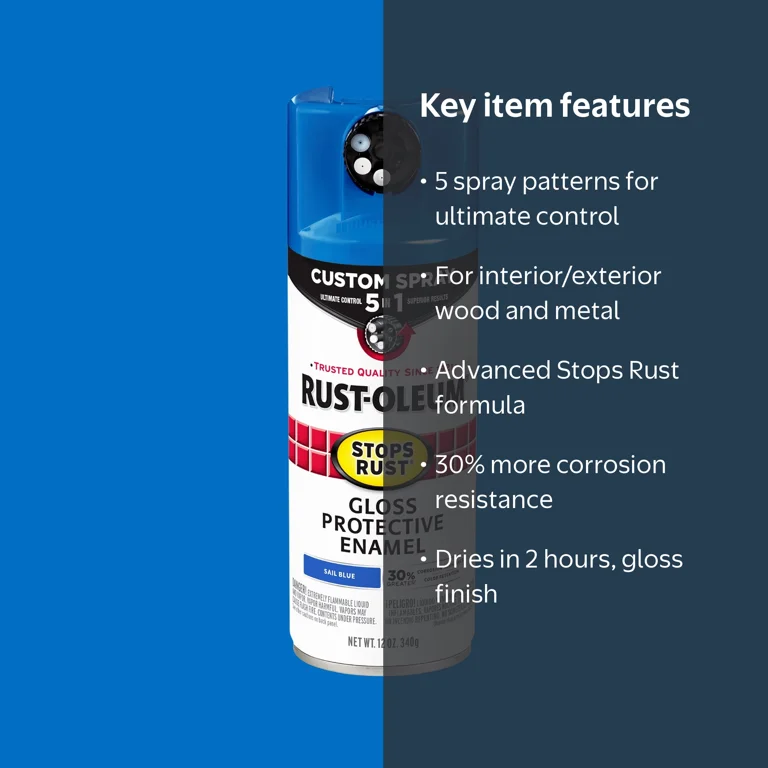 Rust-Oleum, Spray Paint, 376896, Sail Blue, 12 oz, 5 in 1 Gloss