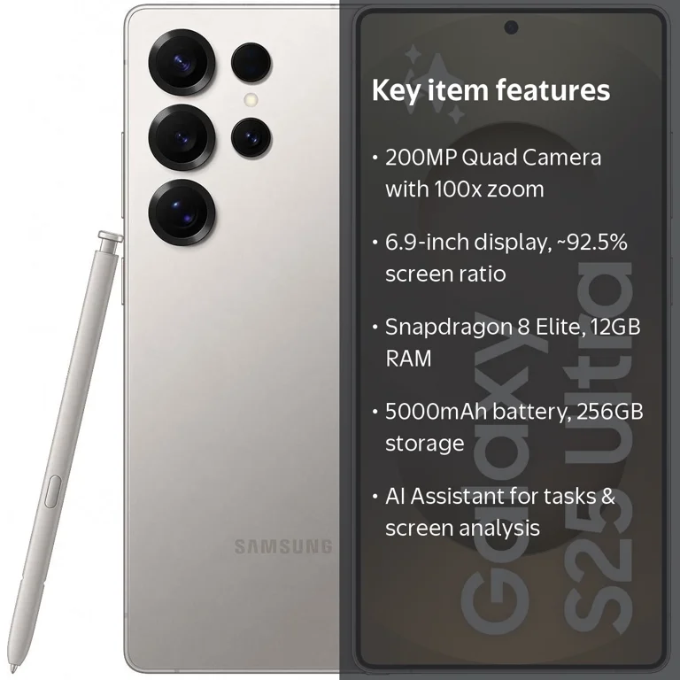 Samsung, Galaxy S25 Ultra Smartphone, 256GB, Titanium Gray