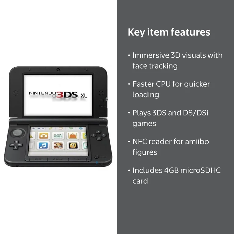 Nintendo New 3DS XL - Black, DSi Console Game System - Walmart.com