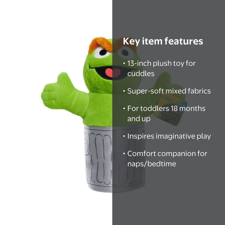 Sesame Street Large Plush Oscar the Grouch, Kids Toys for Ages 18