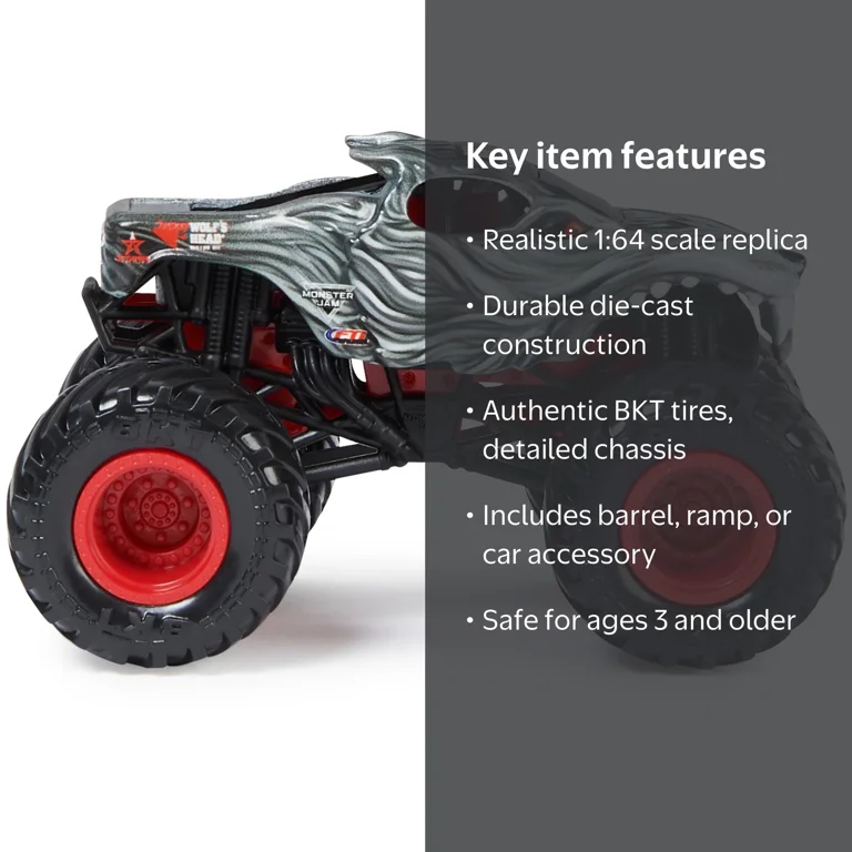 Monster Jam Wolf's Head 1:64 Scale Die-Cast Monster Truck Toy with