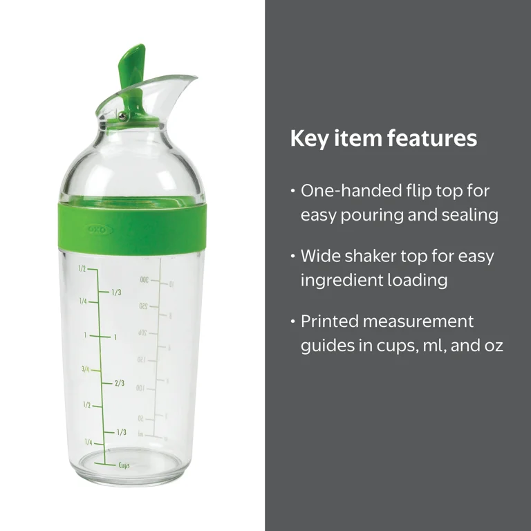 OXO SoftWorks Salad Dressing Shaker, 12 oz, Green