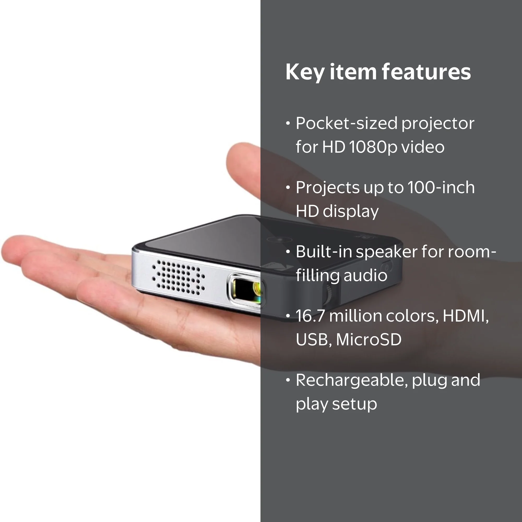Kodak, Ultra Mini Projector, HD 1080p Support, Black - Walmart.com