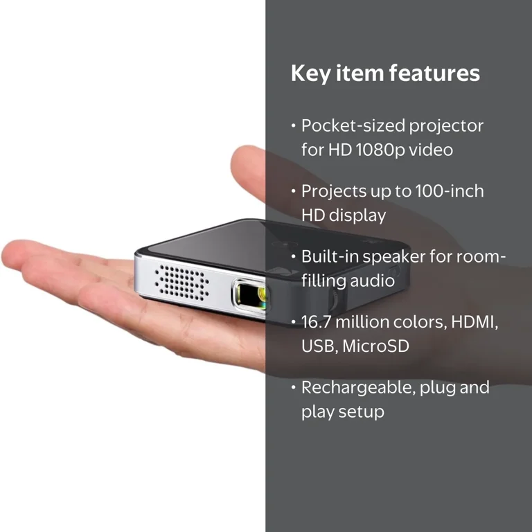 Kodak, Ultra Mini Projector, HD 1080p Support, Black - Walmart.com