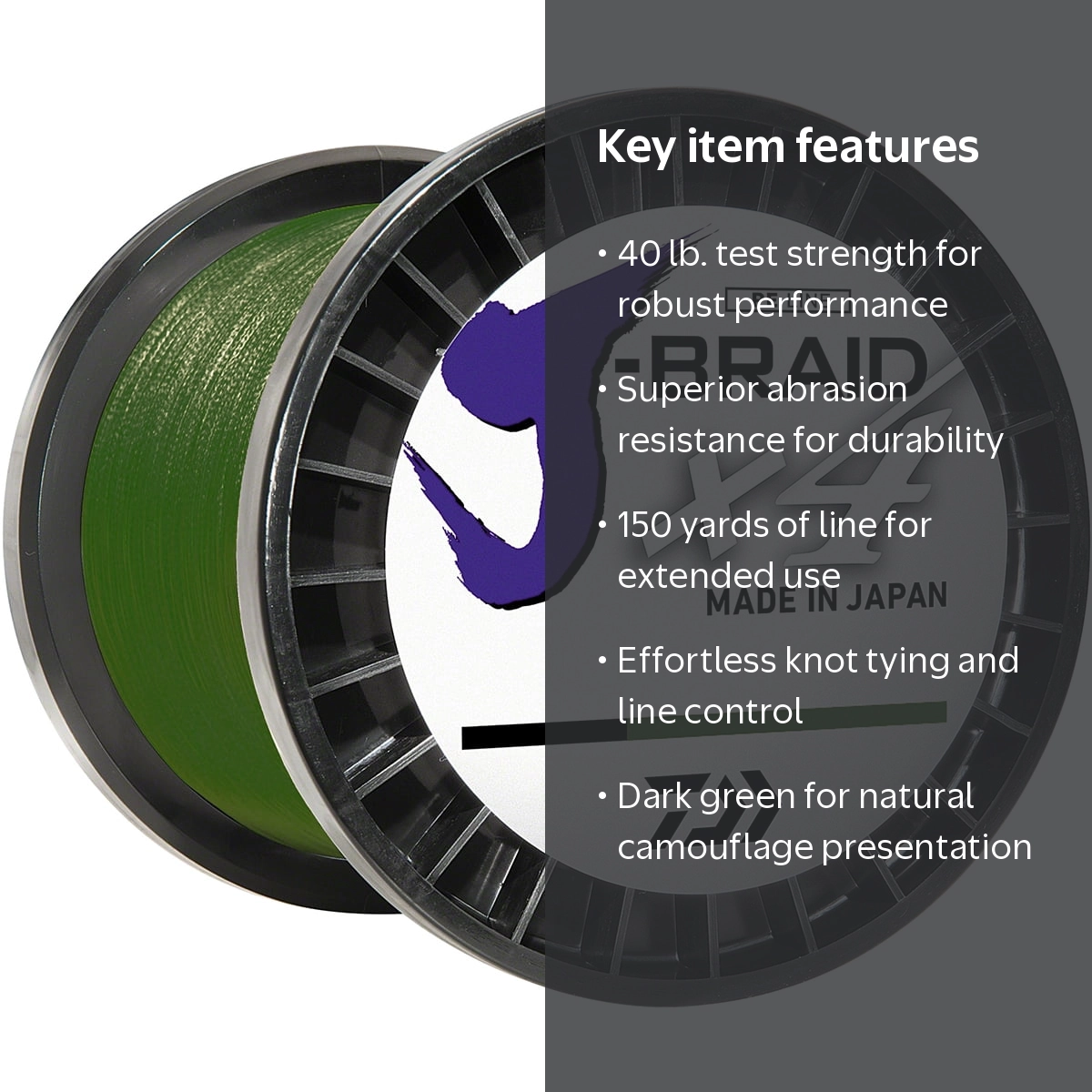 Daiwa 150 Yard J-Braid X4 Braided Fishing Line - 40 lb. Test