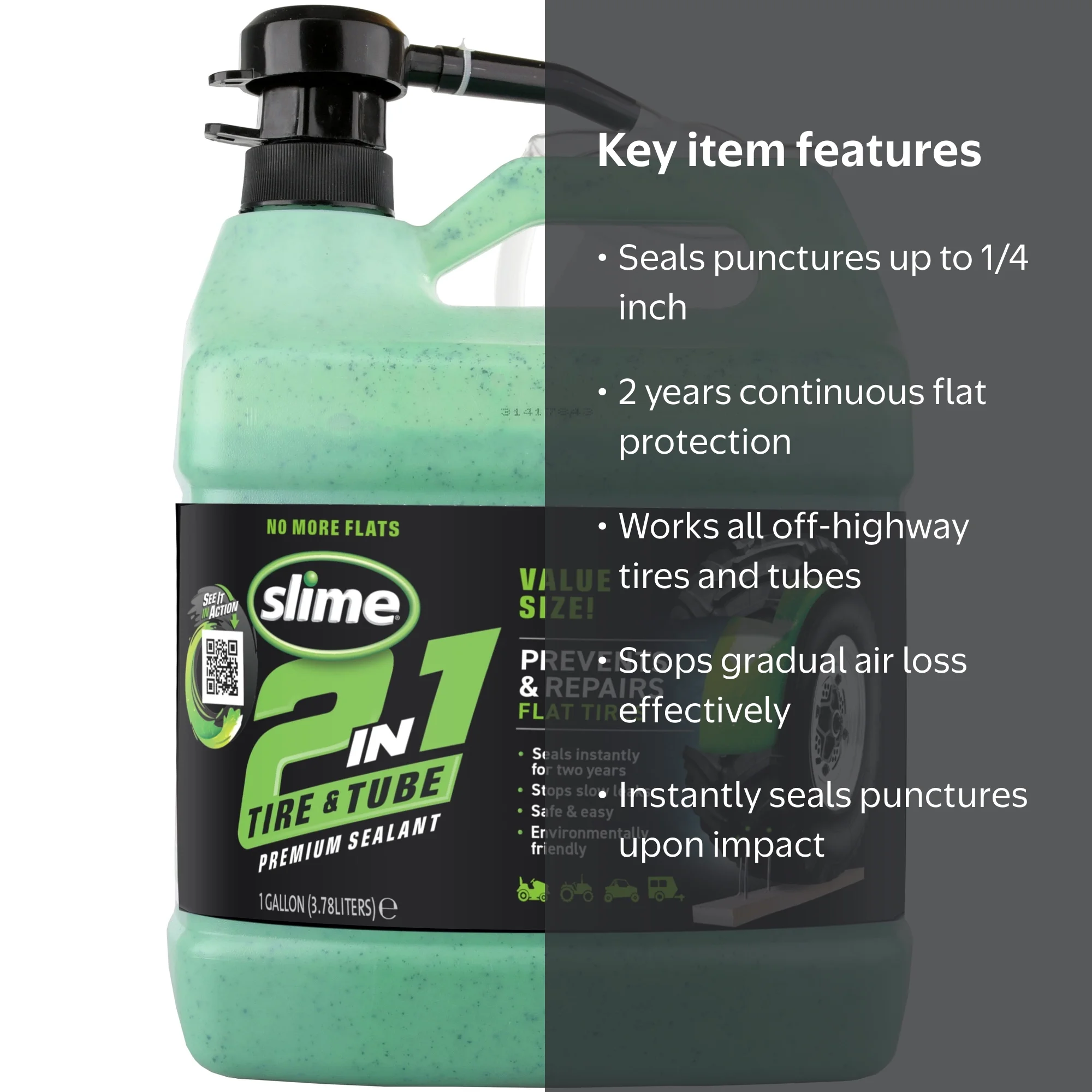 Free Shipping! Slime Tire Tube Sealant 1 Gallon - Seals up to 1/4
