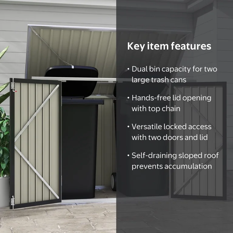 Patiowell Garbage Shed for Lawn & Backyard, 6'x3' Metal Storage