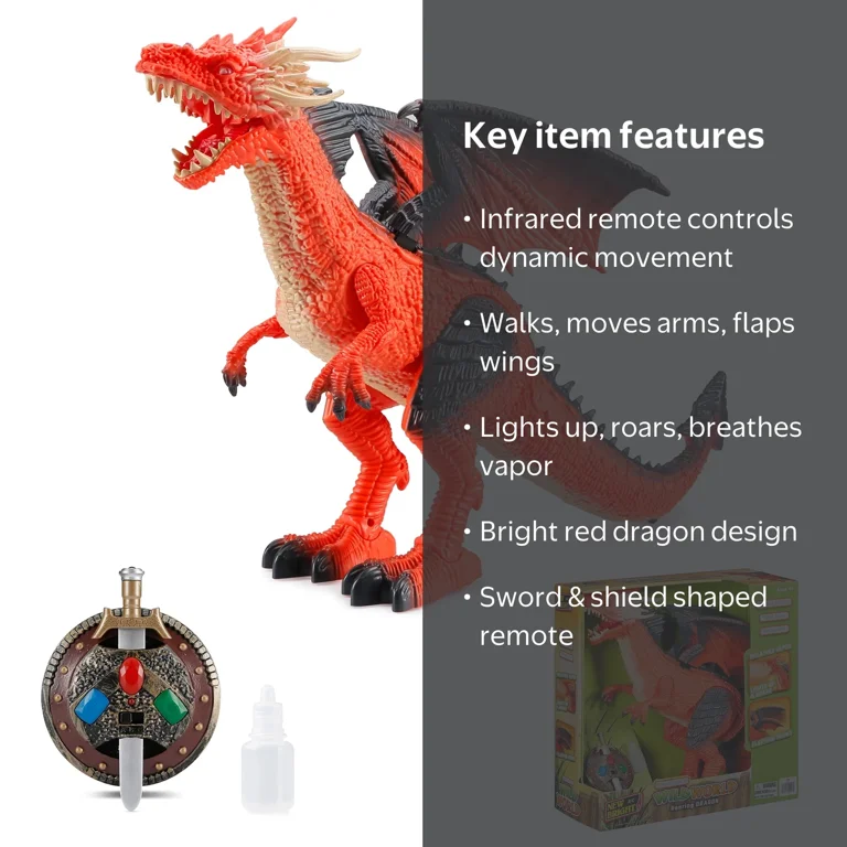 New Bright Infrared (I/R) Remote Control Red Dragon with Lights
