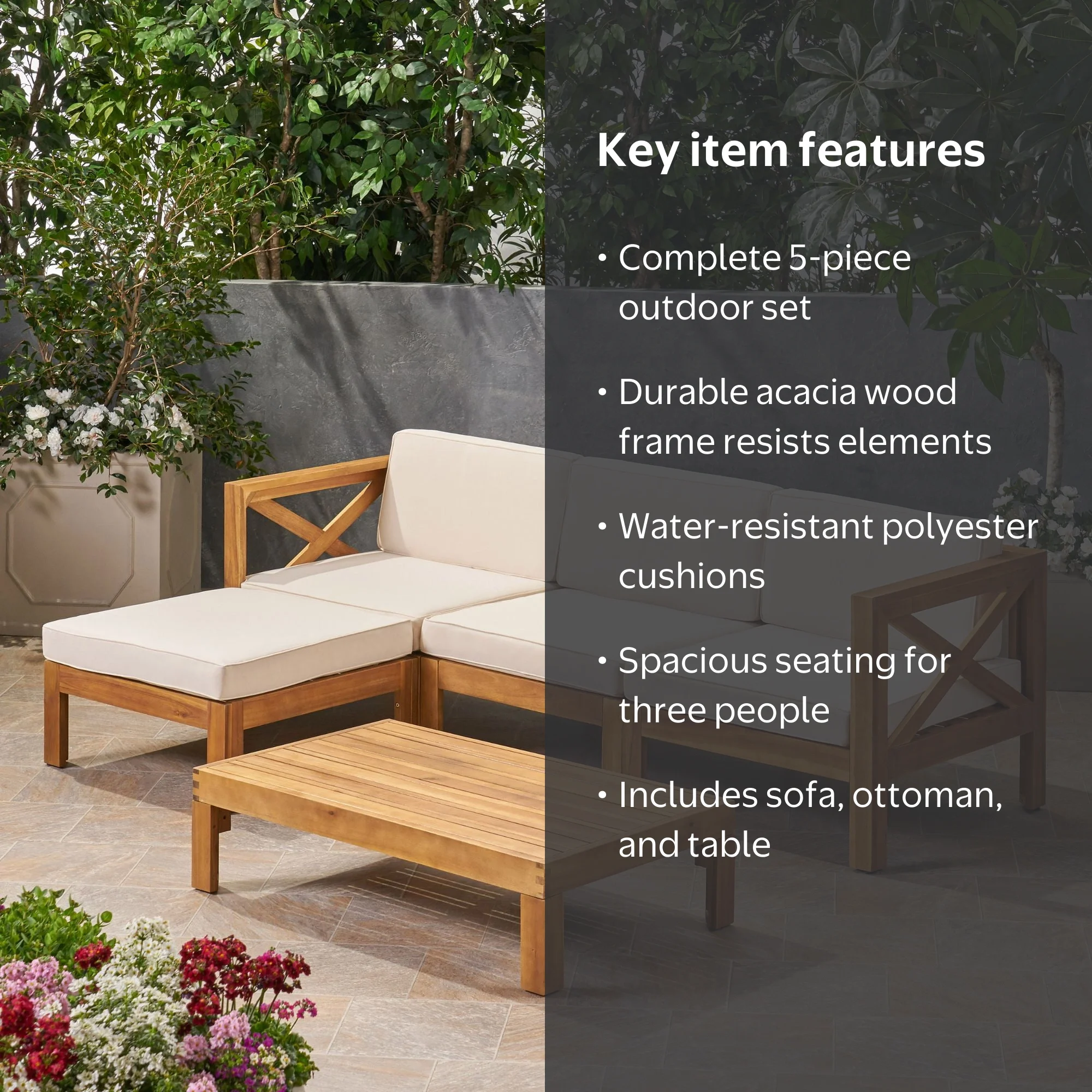 5-Piece Tawny Brown Contemporary Outdoor Furniture Conversation
