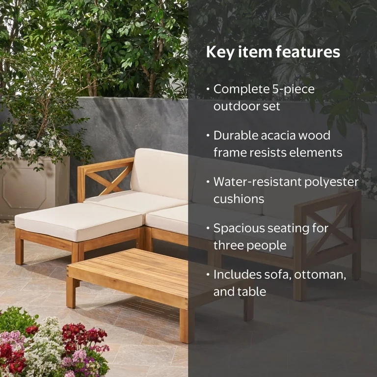 5-Piece Tawny Brown Contemporary Outdoor Furniture Conversation
