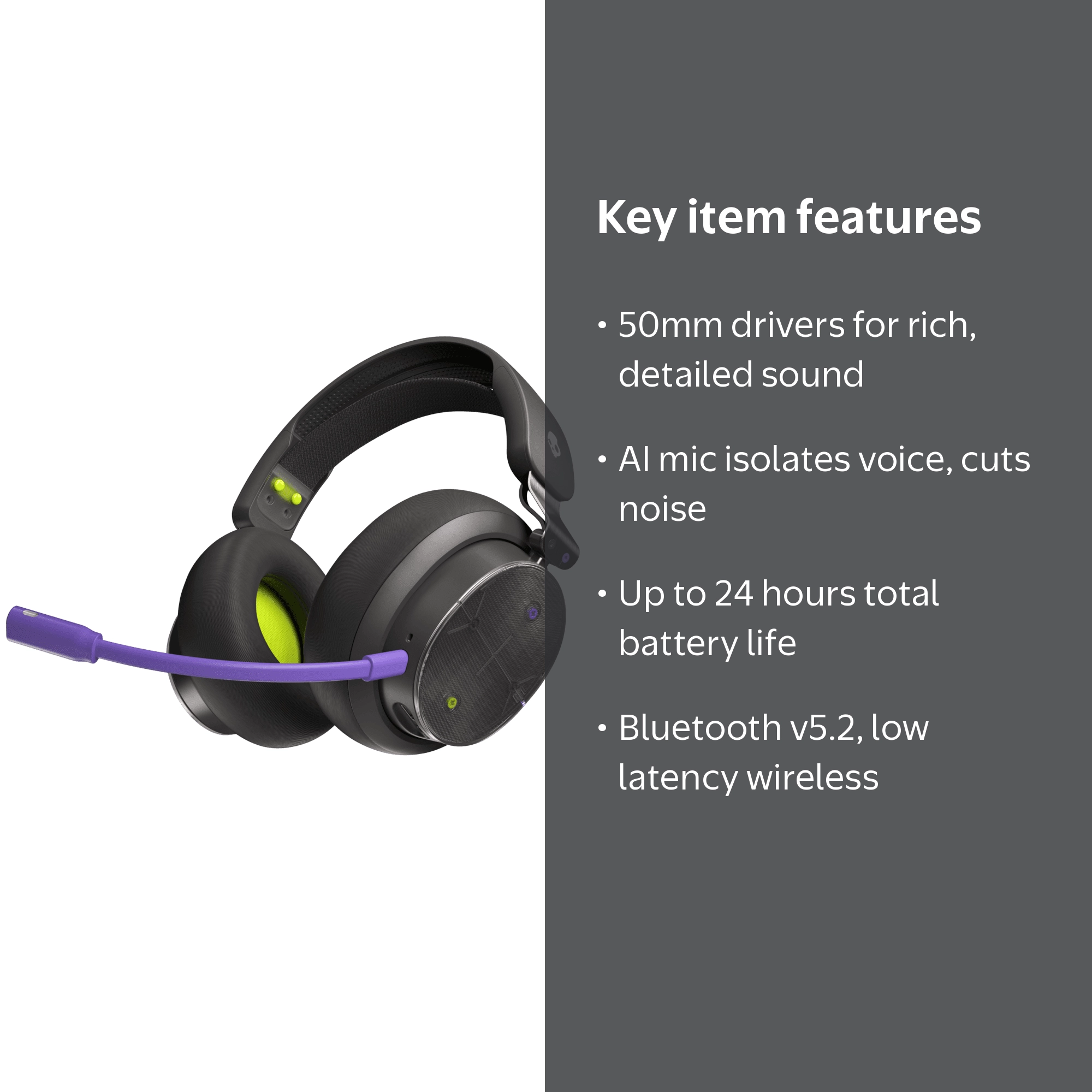 PLYR XT Multi-Platform Over-Ear Wireless Gaming Headset, Purple