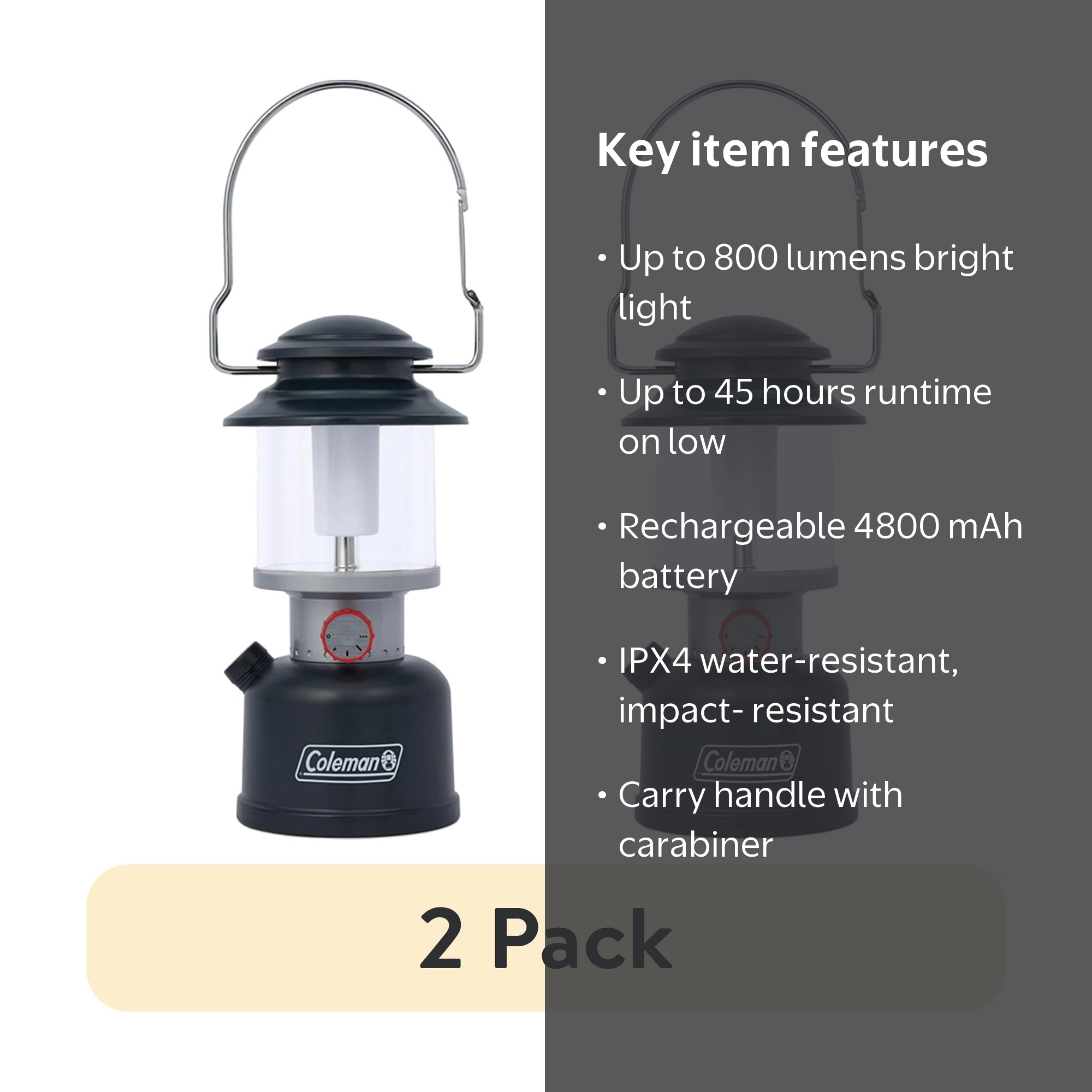 coleman 2-hour rechargeable flashlight 5387d701 Battery Guard 250m LED Black : Tools & Home Improvement 12 hours on medium (2 pack) Coleman Classic Recharge