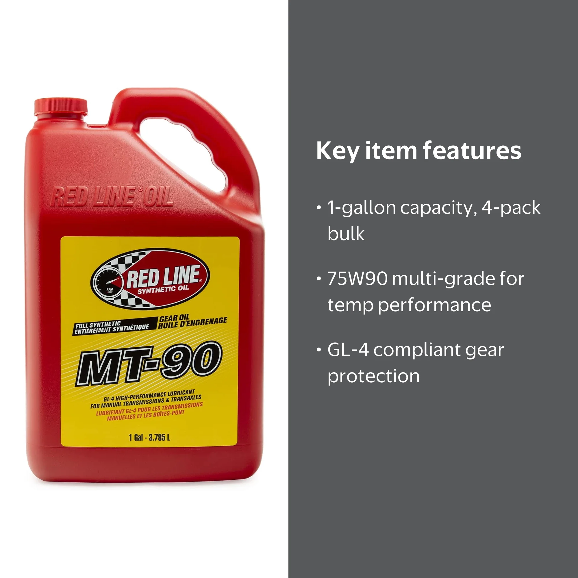 Redline Auto Transmission MT-90 75W90 GL-4 Gear Oil, 1 Gallon
