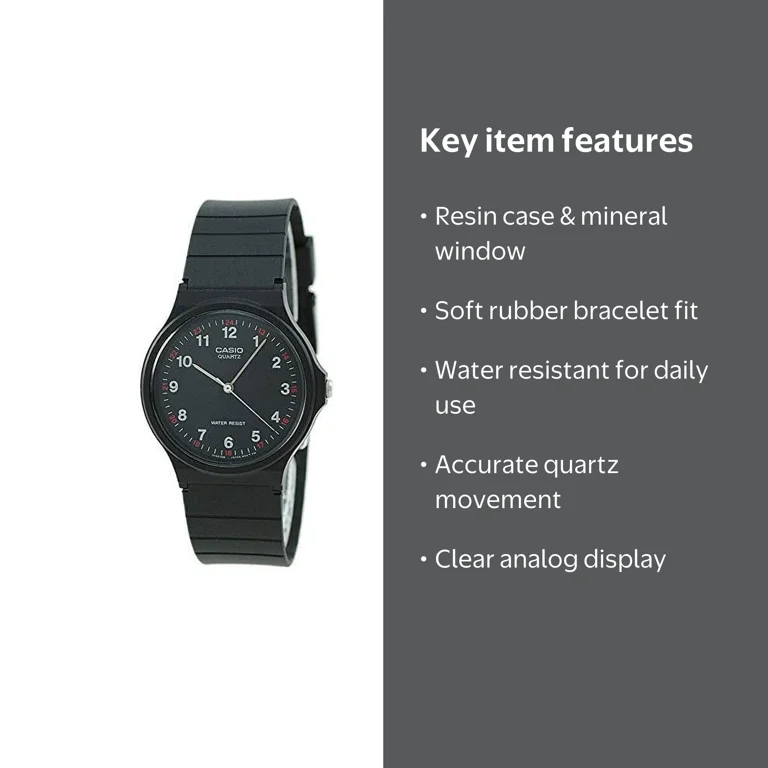 Casio Men's Wrist Quartz Watch MQ24-1B 3-Hand Analog, Water