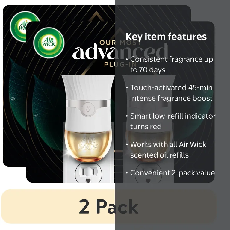 2 pack) Air Wick Advanced Plug-in Scented Oil Warmer, Aroma Diffuser Device, White, 2 Count