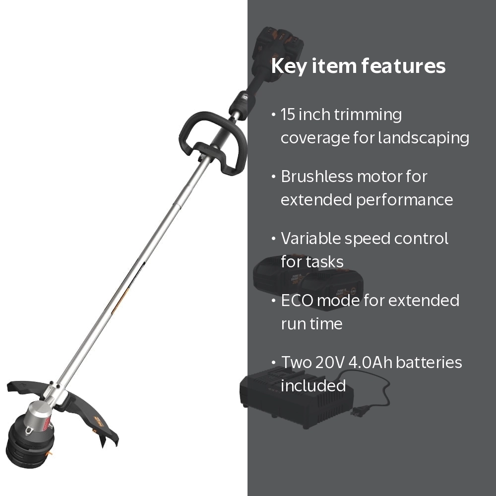 Worx Nitro Power Share 40V Weed Eater, Brushless 15'' Cordless