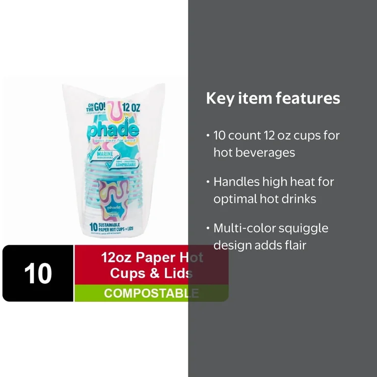 Phade Marine Biodegradable and Compostable Paper Hot Cups with