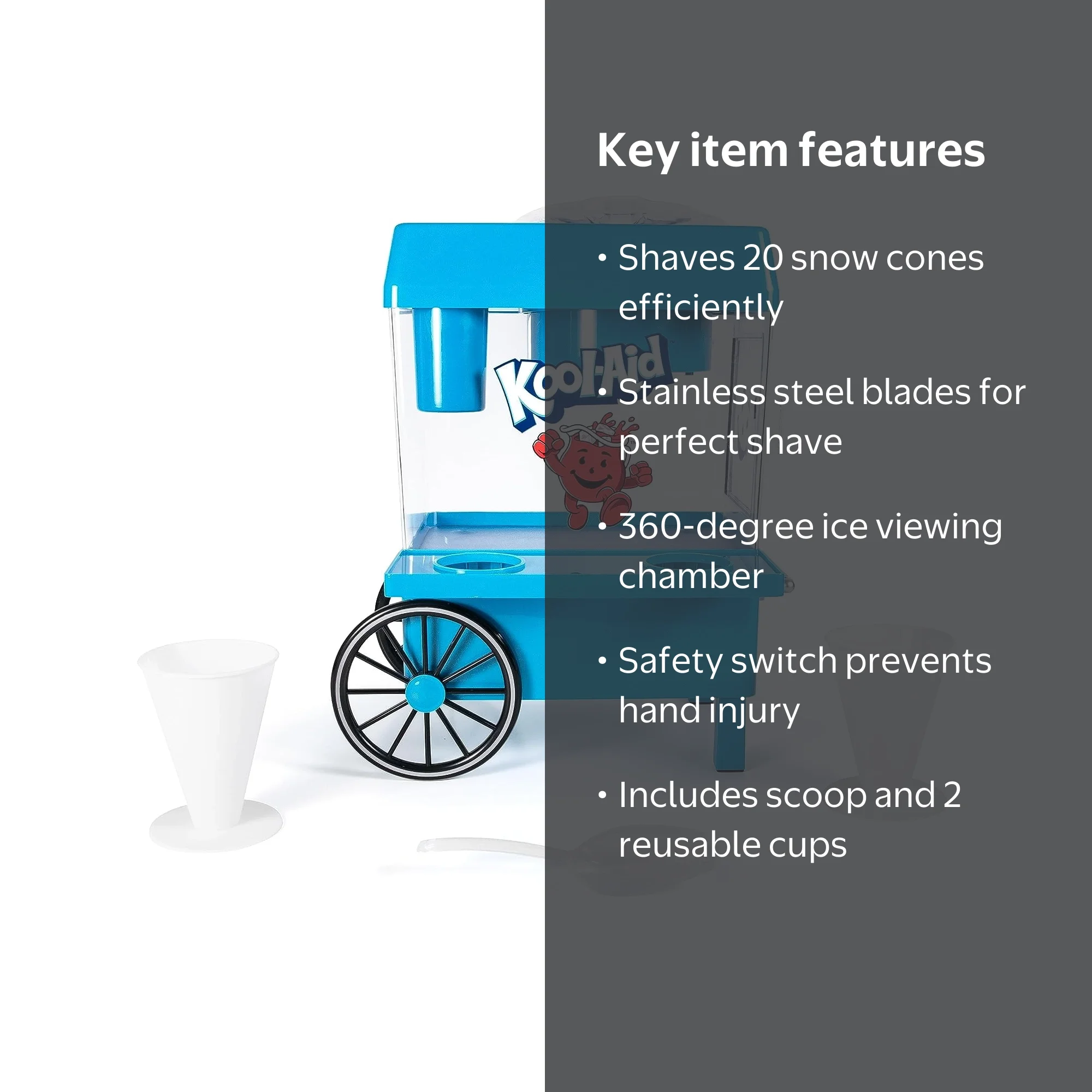 Kool-Aid Kids Frozen Treats Snow Cone Machine Shaver, Makes 20 Icy