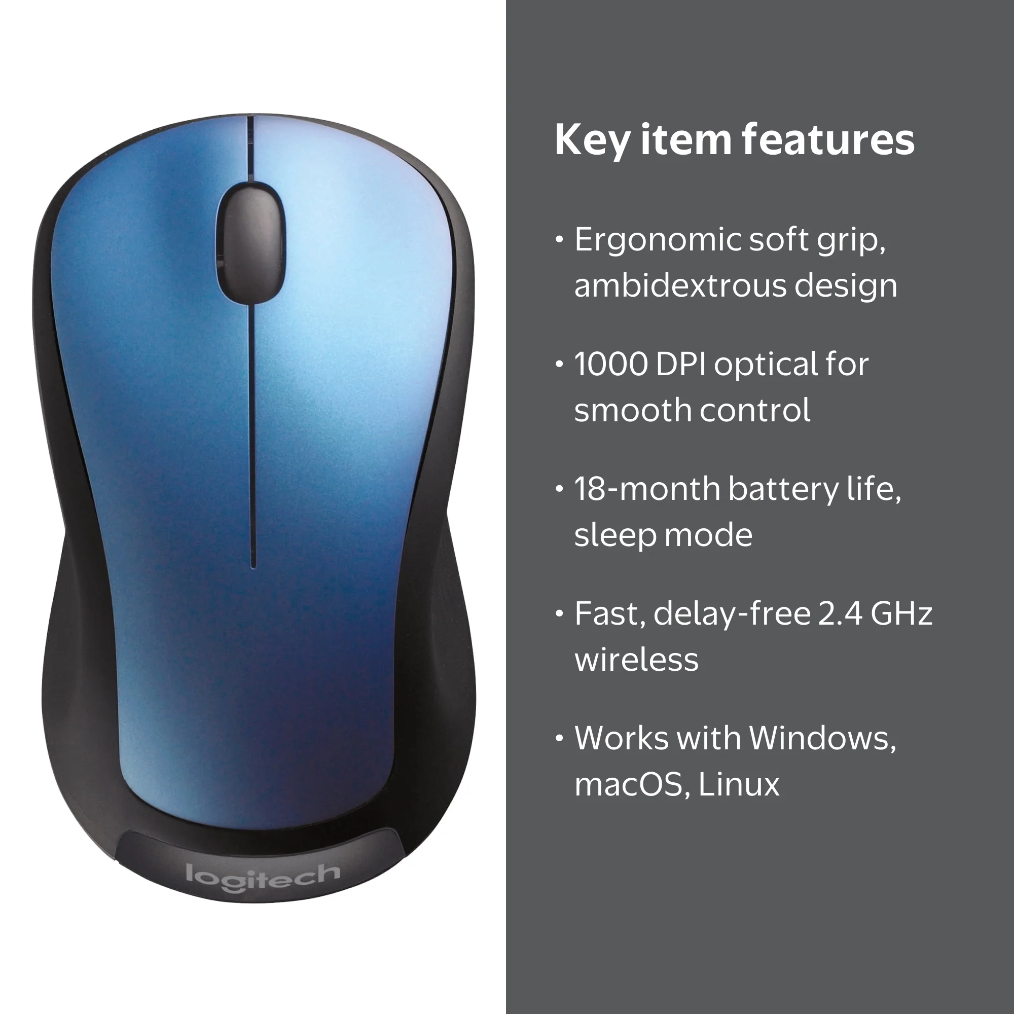 Logitech M310 Wireless Mouse, 1000 DPI, 18 Month Battery