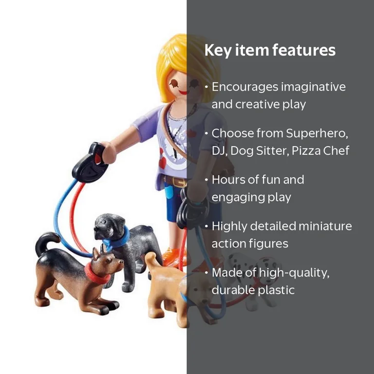 Playmobil Plus Figures - Superhero, DJ, Dog Sitter, Pizza Chef