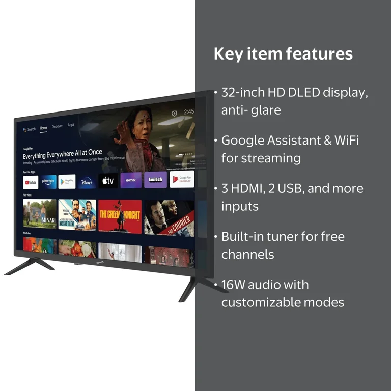 Supersonic Smart Google TV SC-3250GTV 32-inch FHD DLED TV with