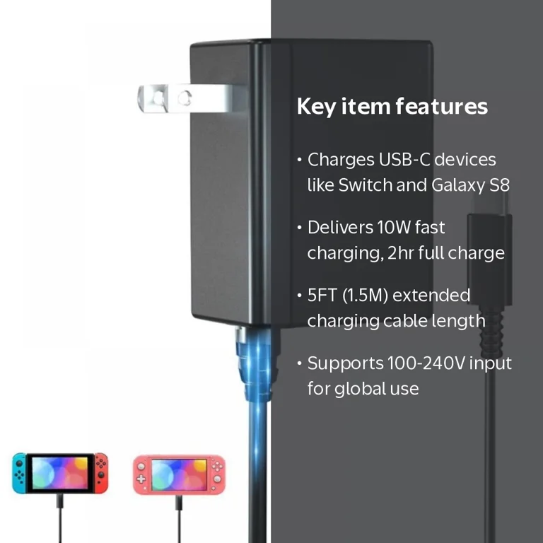 Walmart Nintendo Switch Lite AC USB Wall Charge Adapter
