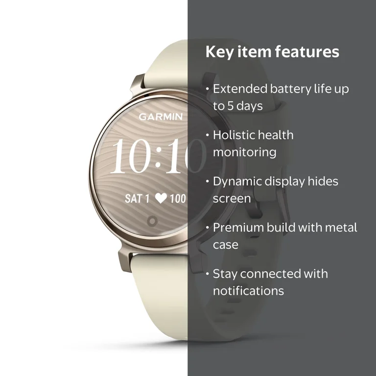 Garmin, Lily 2 Smartwatch, Small and Stylish, Coconut/Cream Gold