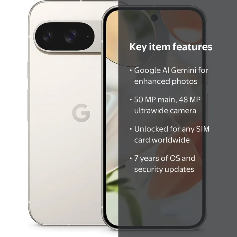 Google, Pixel 9, 128GB, Factory Unlocked, Porcelain - Walmart.com