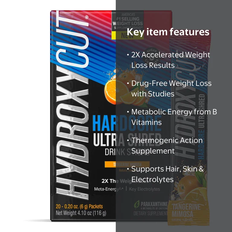 Hydroxycut Hardcore Ultra Shred Weight Loss Drink Mix, Thermogenic